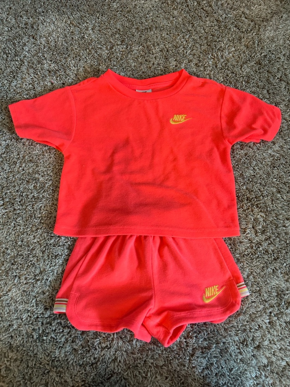 Nike Bright Coral Kids' Tee with Black Swoosh